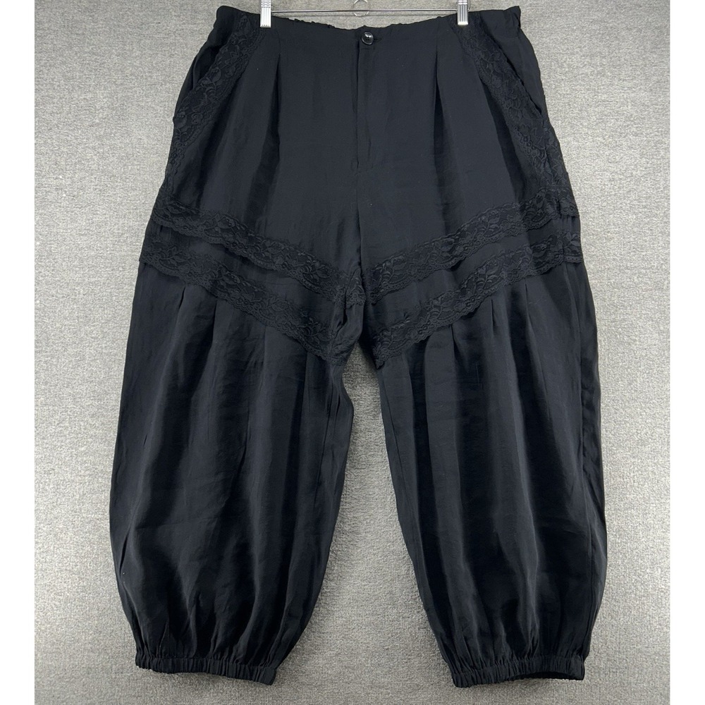 Anthropologie Black Wide-Leg Lace-Panel Cropped Pants